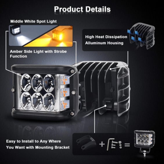 Automotive 2x Car Sides LED Dual Color - Branwell & Co